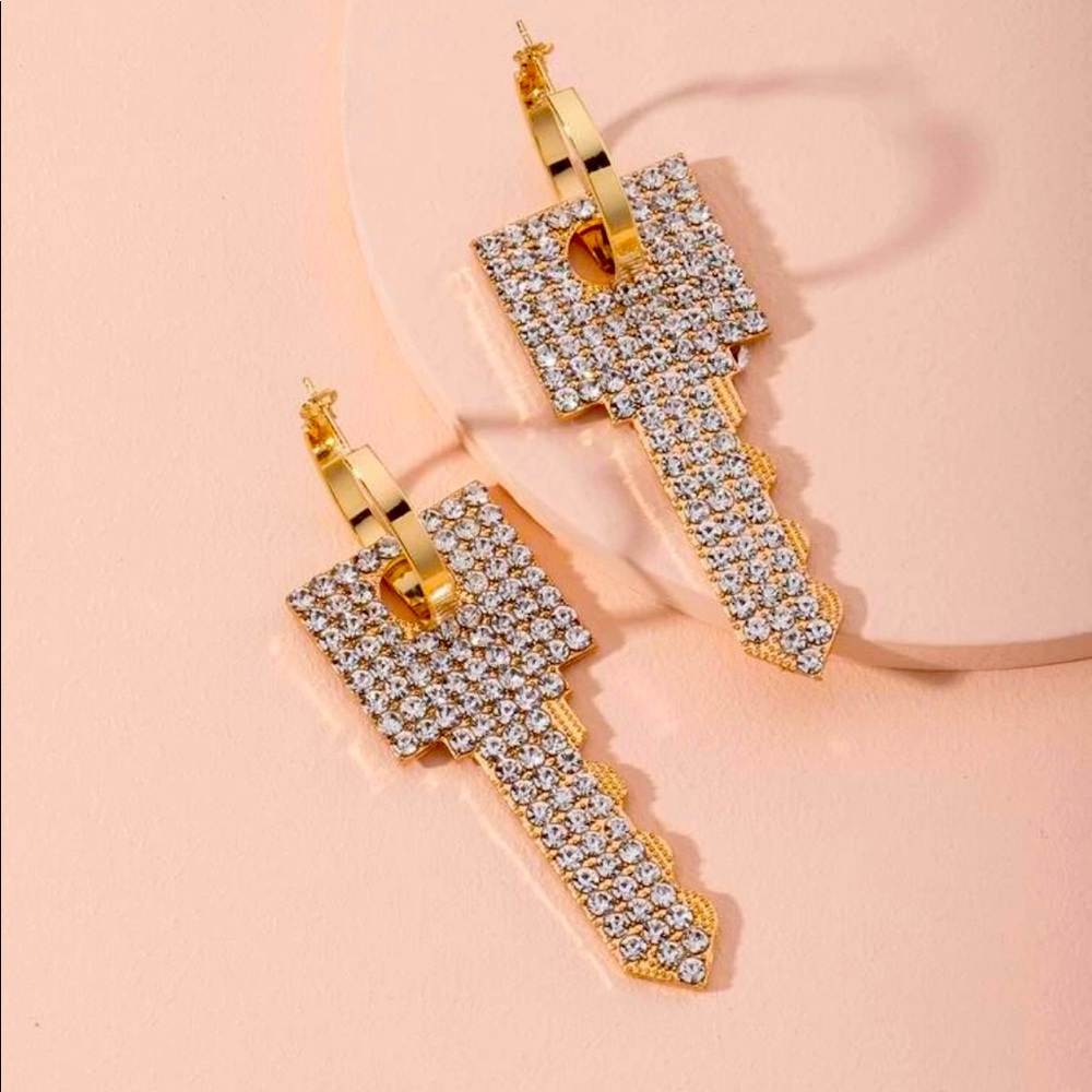 Key Earrings. Not heavy at all. Rhinestones